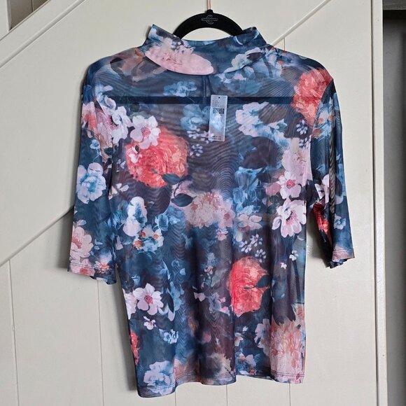 Anthropologie Mesh Top, Rare! NWT, Half-Sleeve, Mock Neck, Large - Picture 2 of 4